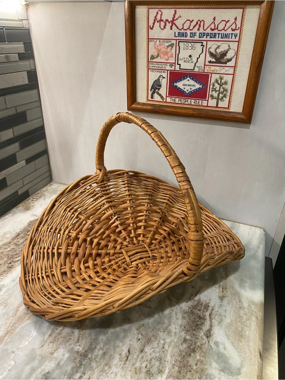 Vintage Wicker Flower Gathering Basket Garden Harvest Trug Farmhouse